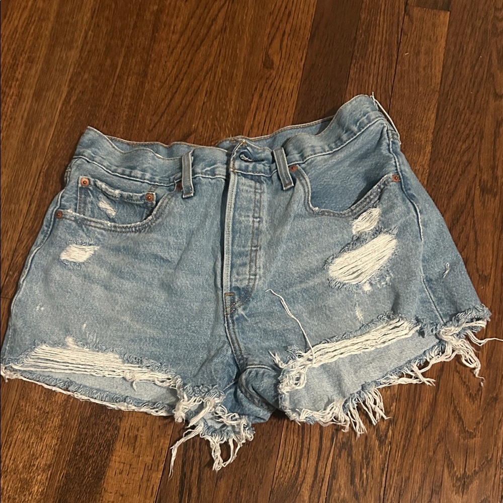 Levi's Light Blue Distressed Jean Shorts